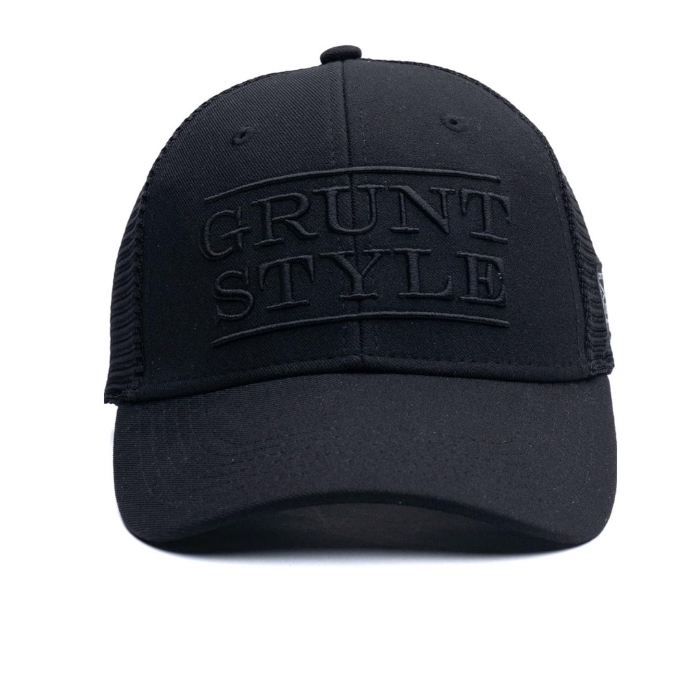 Grunt Style Black Trucker Hat Snapback‎ Mesh Cap Tonal Logo